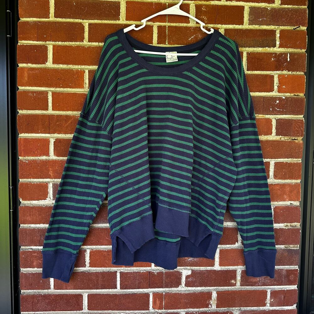 OFFLINE by Aerie Wow Waffle Oversized Striped Thermal Top XL